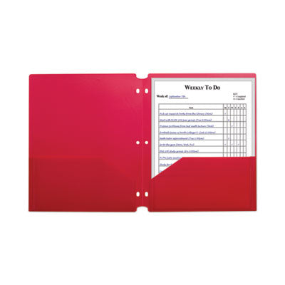 Two-Pocket Heavyweight Poly Portfolio Folder, 3-Hole Punch, 11 x 8.5, Red, 25/Box Flipcost Flipcost