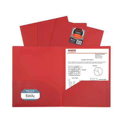 Two-Pocket Heavyweight Poly Portfolio Folder, 11 x 8.5, Red, 25/Box Flipcost Flipcost