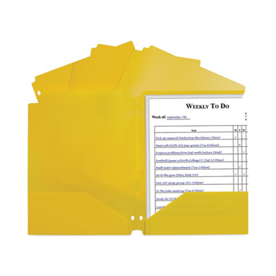 Two-Pocket Heavyweight Poly Portfolio Folder, 3-Hole Punch, 11 x 8.5, Yellow, 25/Box Flipcost Flipcost
