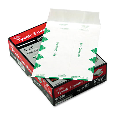 Survivor® Lightweight 14 lb Tyvek Catalog Mailers, First Class, #6 1/2, Square Flap, Redi-Strip Adhesive Closure, 6 x 9, White, 100/Box - Flipcost