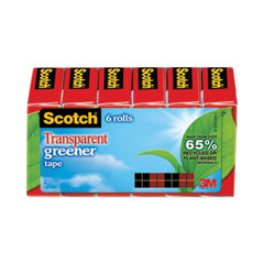 Scotch® Transparent Greener Tape, 1" Core, 0.75" x 75 ft, Transparent, 6/Pack - Flipcost