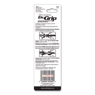 Pilot® Refill for Dr. Grip, Easytouch, The Better, B2P and Rex Grip BeGreen Ballpoint Pens, Fine Conical Tip, Black Ink, 2/Pack - Flipcost