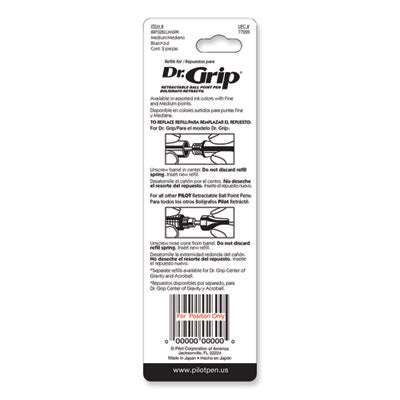 Pilot® Refill for Dr. Grip, Easytouch, The Better, B2P and Rex Grip BeGreen Ballpoint Pens, Medium Conical Tip, Blue Ink, 2/Pack - Flipcost