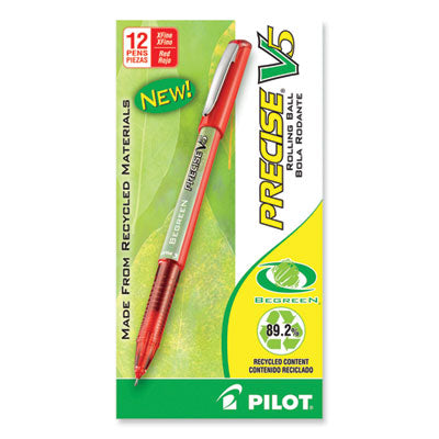 Pilot® Precise V5 BeGreen Roller Ball Pen, Stick, Extra-Fine 0.5 mm, Red Ink, Red Barrel, Dozen - Flipcost