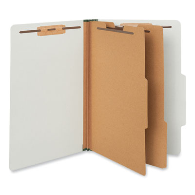 Universal® Six-Section Pressboard Classification Folders, 2" Expansion, 2 Dividers, 6 Fasteners, Legal Size, Gray Exterior, 10/Box Flipcost Flipcost