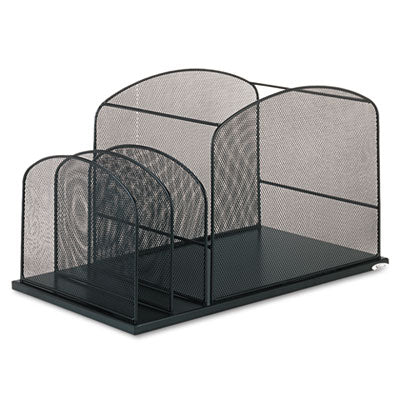 Onyx Mesh Desktop Hanging File With Two Upright Sections, 3 Sections, Letter Size, 11.5" Long, Black Flipcost Flipcost