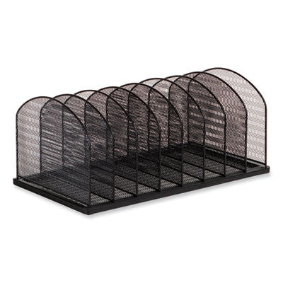Safco® Onyx Mesh Desk Organizer, 8 Upright Sections, Letter to Legal Size Files, 19.25 x 10.87 x 8.5, Black - Flipcost