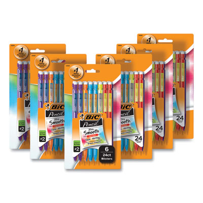 Xtra-Smooth Bright Edition Mechanical Pencils, 0.7 mm, HB (#2), Black Lead, Assorted Barrel Colors, 24/Pack, 6 Packs/Carton Flipcost Flipcost