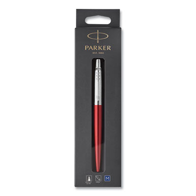 Parker® Jotter Ballpoint Pen, Retractable, Medium 0.7 mm, Blue Ink, Kensington Red/Chrome Barrel - Flipcost