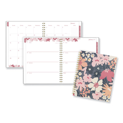 Thicket Weekly/Monthly Planner, Floral Artwork, 11 x 9.25, Gray/Rose/Peach Cover, 12-Month (Jan to Dec): 2024 Flipcost Flipcost