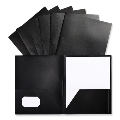Two-Pocket Plastic Folders, 100-Sheet Capacity, 11 x 8.5, Black, 10/Pack Flipcost Flipcost
