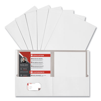 Two-Pocket Portfolio, Embossed Leather Grain Paper, 11 x 8.5, White, 25/Box Flipcost Flipcost
