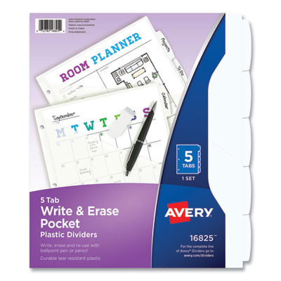 Write and Erase Durable Plastic Dividers with Straight Pocket, 5-Tab, 11.13 x 9.25, White, 1 Set Flipcost Flipcost