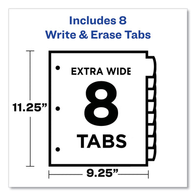 Write and Erase Durable Plastic Dividers with Straight Pocket, 8-Tab, 11.13 x 9.25, White, 1 Set Flipcost Flipcost