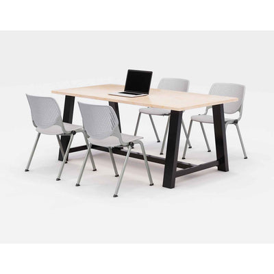 KFI Studios Midtown Dining Table with Four Light Gray Kool Series Chairs, 36 x 72 x 30, Kensington Maple, Ships in 4-6 Business Days Flipcost Flipcost