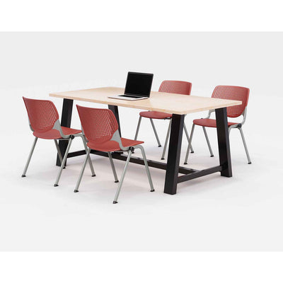 KFI Studios Midtown Dining Table with Four Coral Kool Series Chairs, 36 x 72 x 30, Kensington Maple, Ships in 4-6 Business Days Flipcost Flipcost