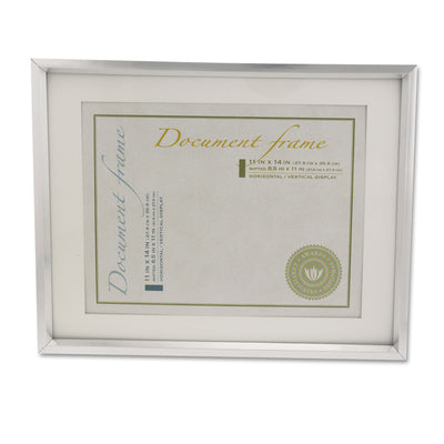 Plastic Document Frame with Mat, 11 x 14 and 8.5 x 11 Inserts, Metallic Silver Flipcost Flipcost