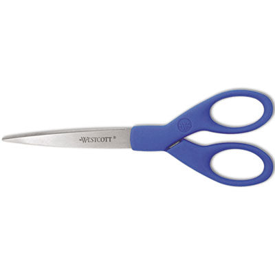 Westcott® Preferred Line Stainless Steel Scissors, 7" Long, 2.5" Cut Length, Blue Straight Handle Flipcost Flipcost