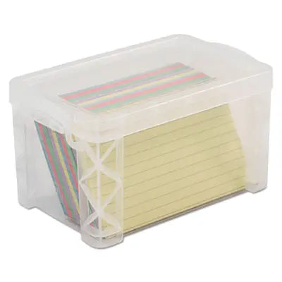 ADVANTUS CORPORATION Super Stacker Storage Boxes, Holds 400 3 x 5 Cards, 6.25 x 3.88 x 3.5, Plastic, Clear Flipcost Flipcost