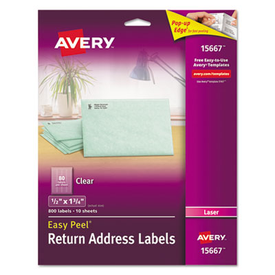 Avery® Matte Clear Easy Peel Mailing Labels w/ Sure Feed Technology, Laser Printers, 0.5 x 1.75, Clear, 80/Sheet, 10 Sheets/Pack Flipcost Flipcost