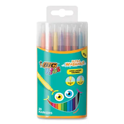 BIC CORP. Kids Ultra Washable Markers, Plastic Tube, Medium Bullet Tip, Assorted Colors, 20/Pack Flipcost Flipcost