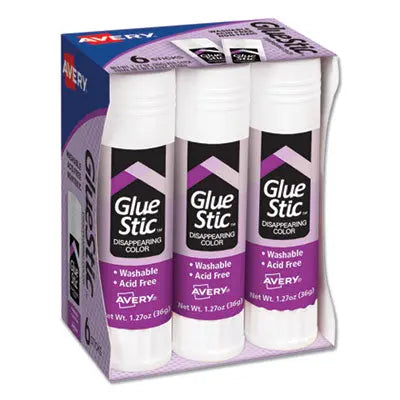 AVERY PRODUCTS CORPORATION Permanent Glue Stic Value Pack, 1.27 oz, Applies Purple, Dries Clear, 6/Pack Flipcost Flipcost