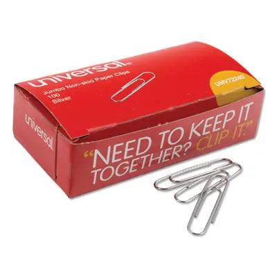 Universal® Paper Clips, Jumbo, Nonskid, Silver, 100 Clips/Box, 10 Boxes/Pack Flipcost Flipcost