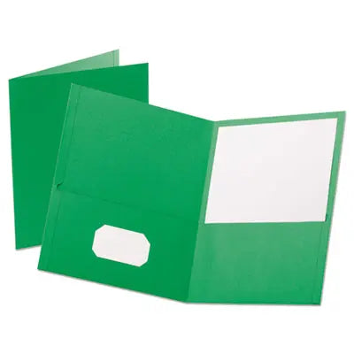 Oxford™ Leatherette Two Pocket Portfolio, 8.5 x 11, Green/Green, 10/Pack Flipcost Flipcost