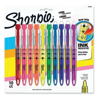 Sharpie® Liquid Pen Style Highlighters, Assorted Ink Colors, Chisel Tip, Assorted Barrel Colors, 10/Set Flipcost Flipcost