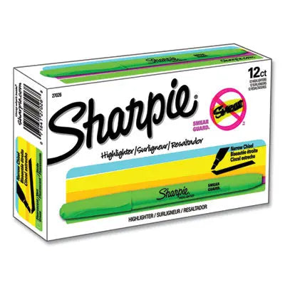 Sharpie® Pocket Style Highlighters, Fluorescent Green Ink, Chisel Tip, Green Barrel, Dozen Flipcost Flipcost