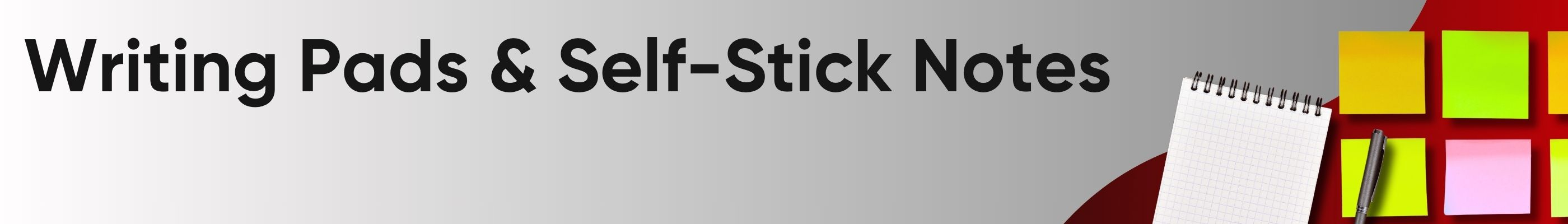 Variety of writing pads and self-stick notes including lined notebooks, sticky notes in various colors and sizes. Essential stationery for note-taking, organizing tasks, and reminders in office or study settings. | Flipcost.com