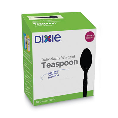 DIXIE FOOD SERVICE Grab’N Go Wrapped Cutlery, Teaspoons, Black, 90/Box, 6 Box/Carton - Flipcost