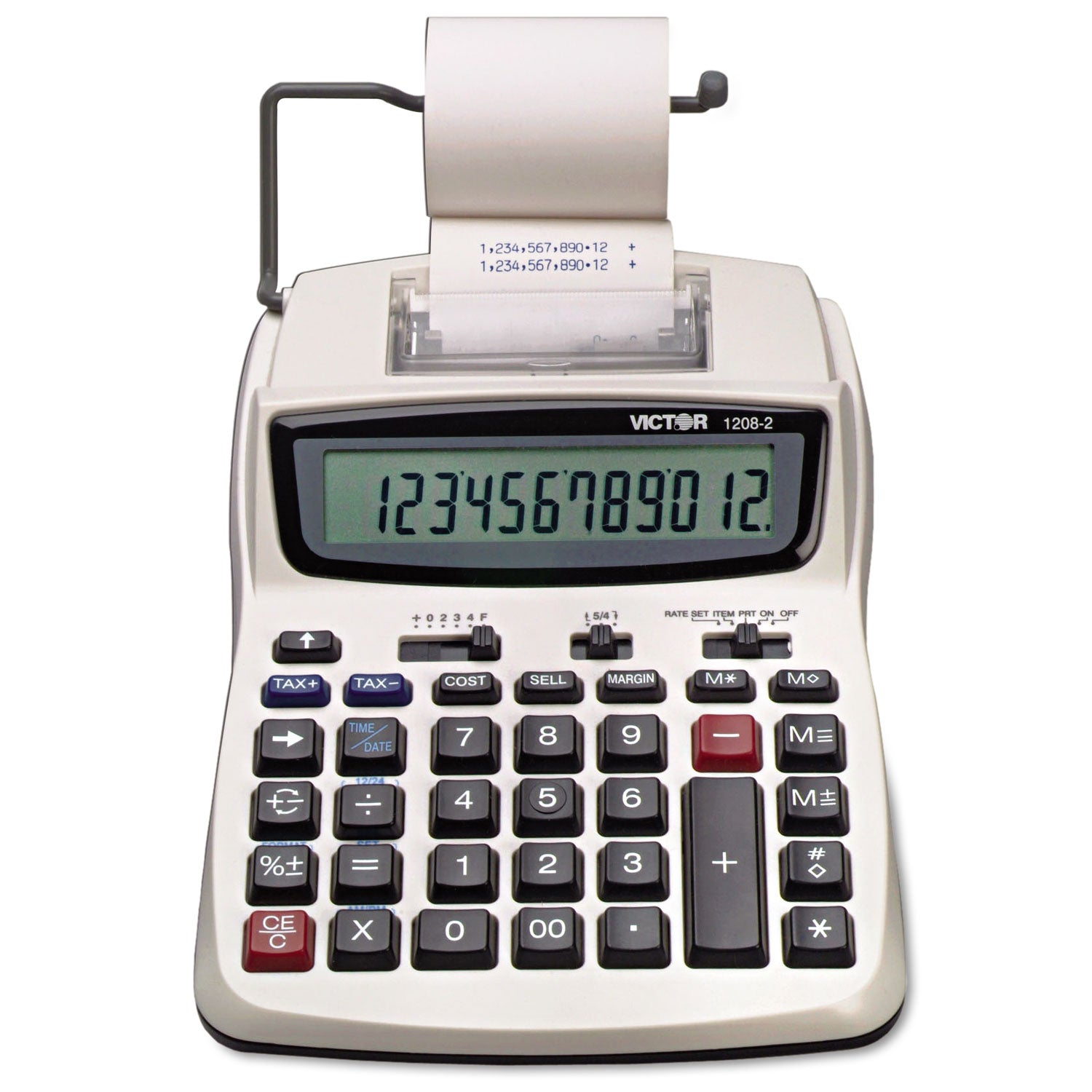 1208-2 Two-Color Compact Printing Calculator, Black/Red Print, 2.3 Lines/Sec