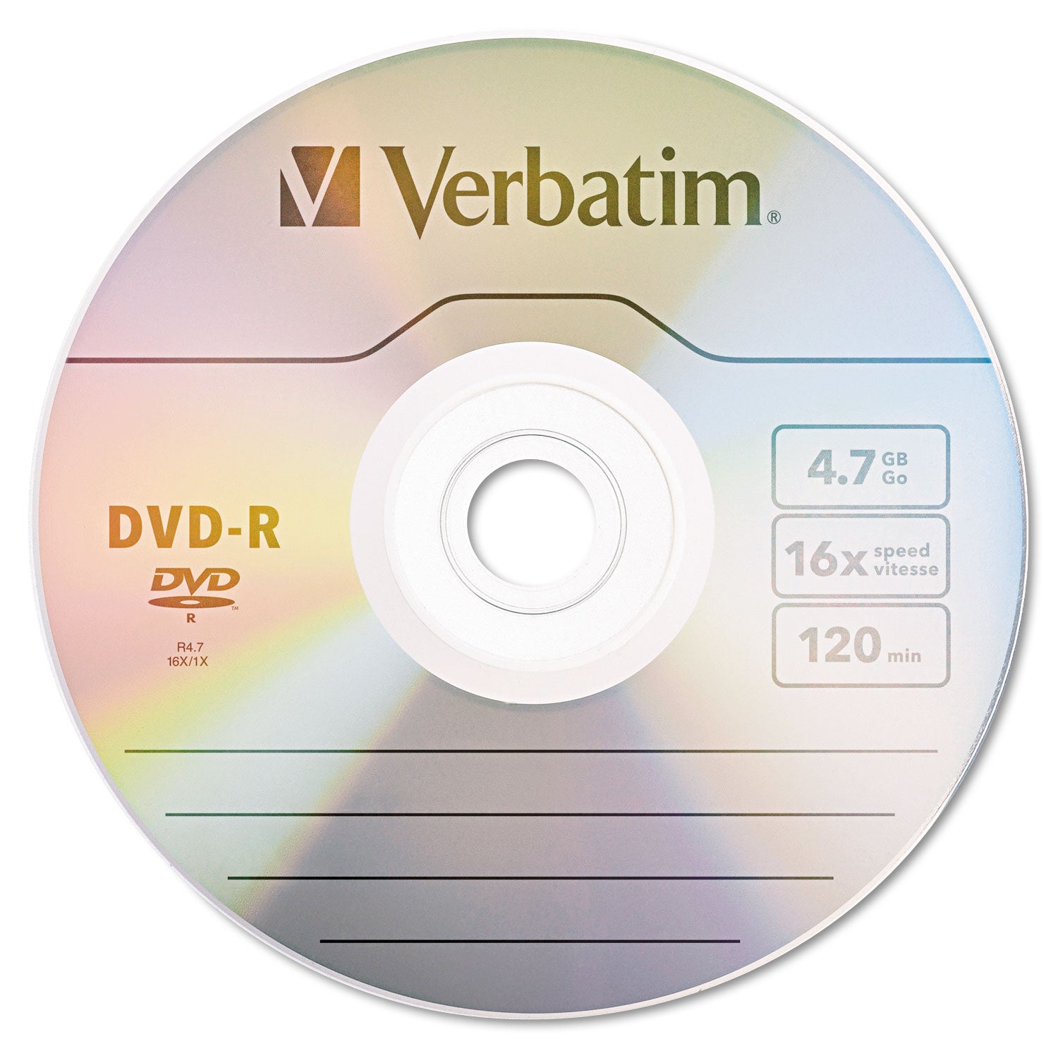 Verbatim® DVD-R Recordable Disc, 4.7 GB, 16x, Spindle, Silver, 50/Pack