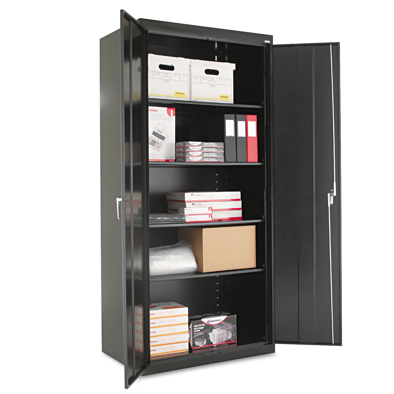 Assembled 78" High Heavy-Duty Welded Storage Cabinet, Four Adjustable Shelves, 36w x 24d, Black