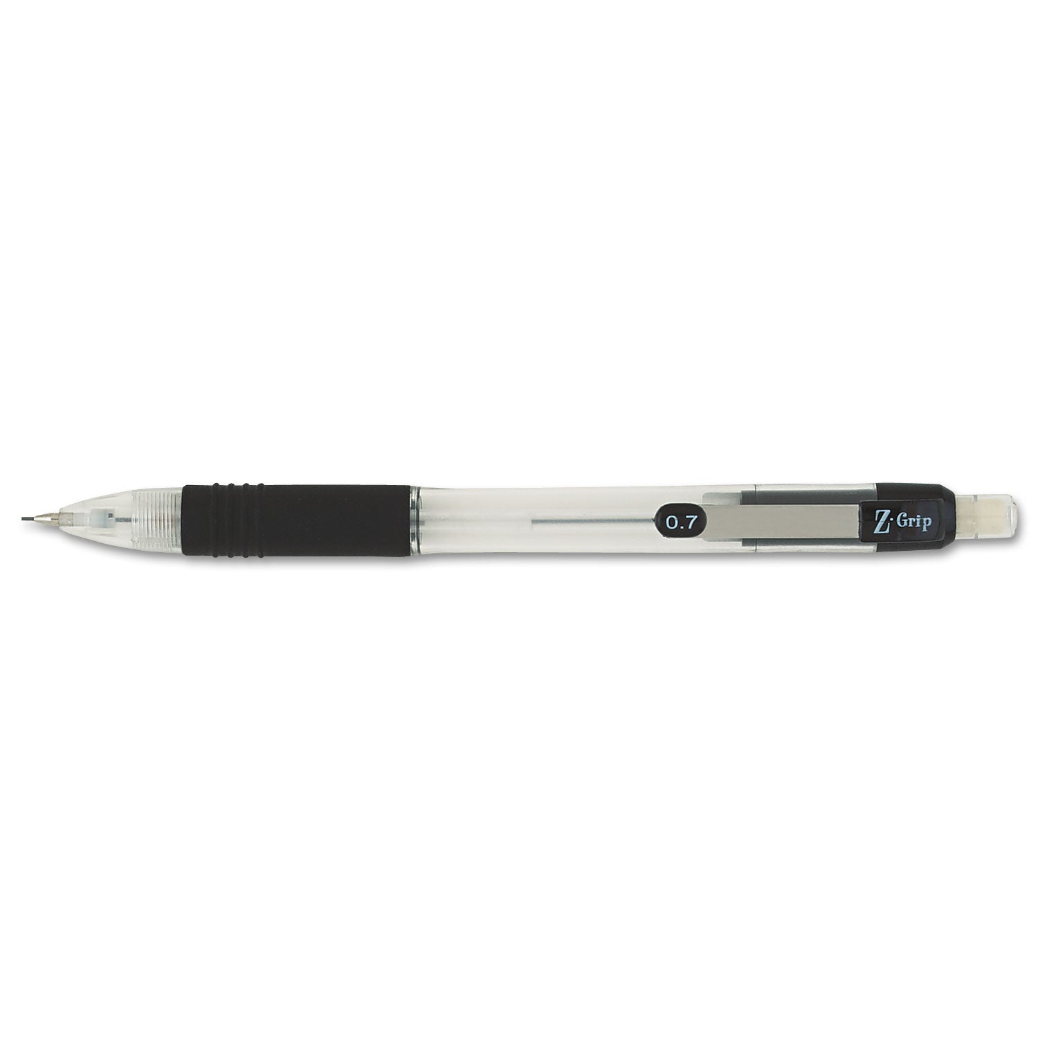 Z-Grip Mechanical Pencil, 0.7 mm, HB (#2), Black Lead, Clear/Black Barrel, Dozen