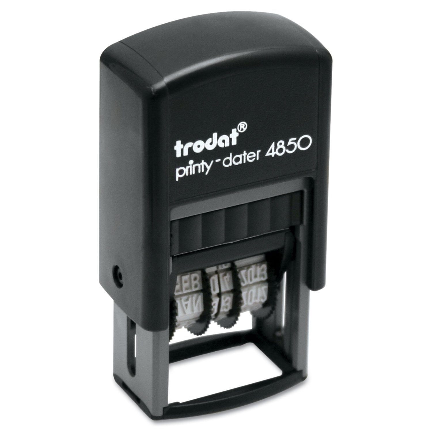 Trodat® Printy Economy Micro 5-in-1 Date Stamp, Self-Inking, 1" x 0.75", Blue/Red