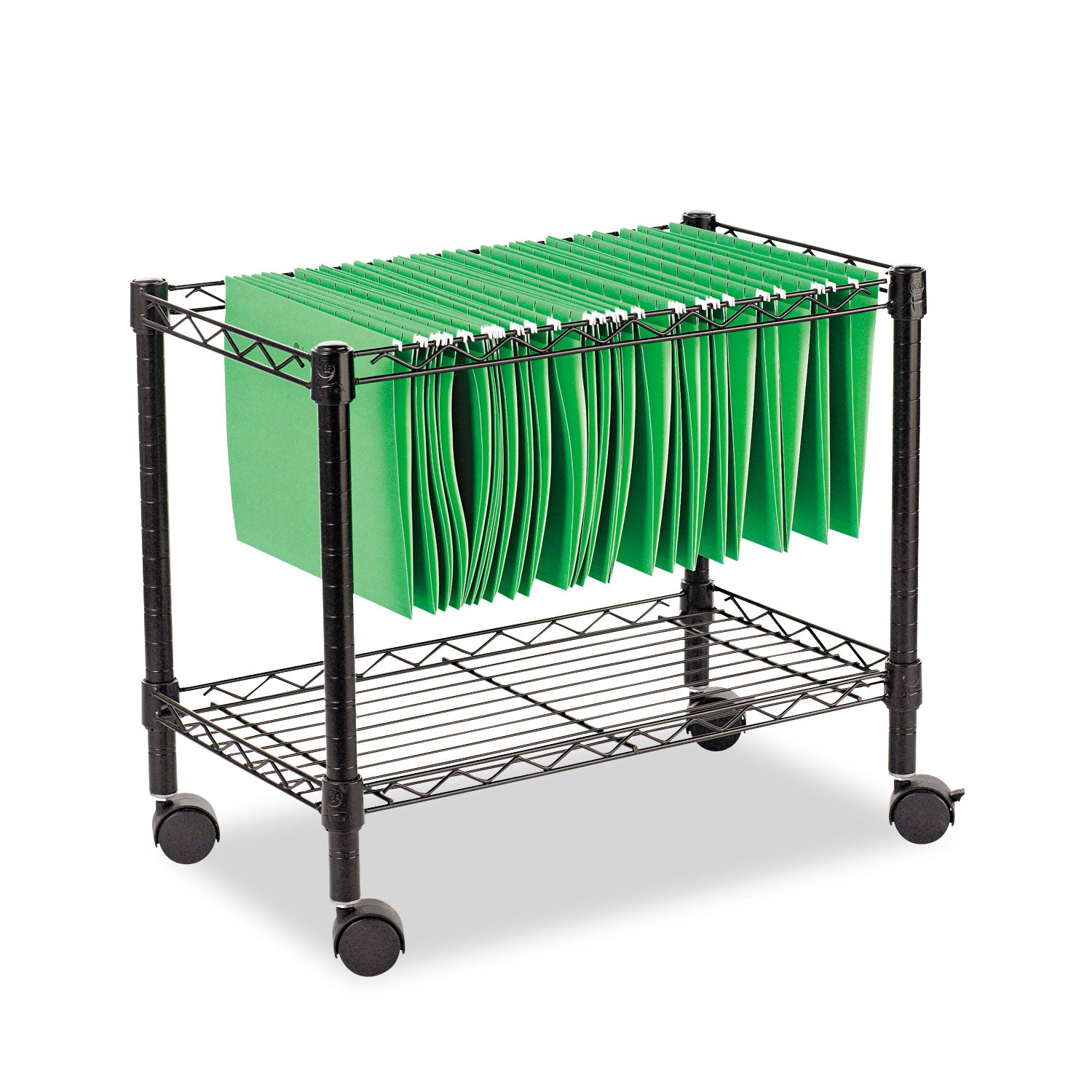 One-Tier File Cart for Side-to-Side Filing, Metal, 1 Shelf, 1 Bin, 24