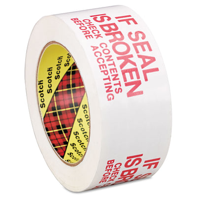 Scotch® Printed Message Box Sealing Tape, 3" Core, 1.88" x 109 yds, Red/White Flipcost Flipcost
