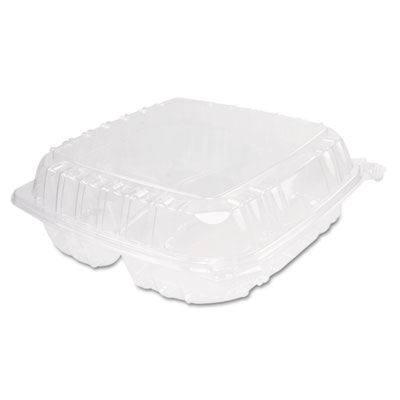 DART ClearSeal Hinged-Lid Plastic Containers, 3-Compartment, 9.4 x 8.9 x 3, Plastic, 100/Bag, 2 Bags/Carton - Flipcost