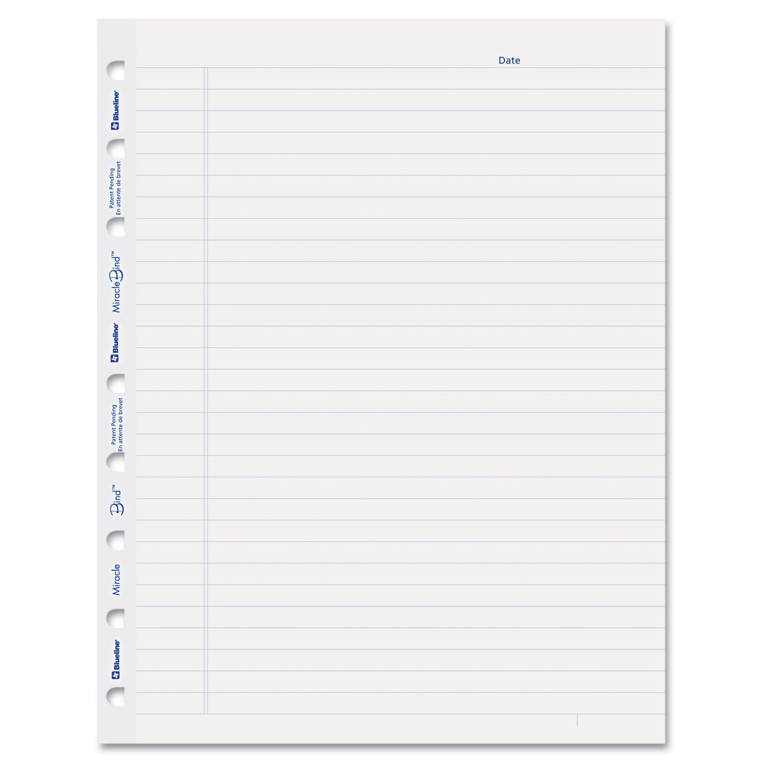 MiracleBind Ruled Paper Refill Sheets for all MiracleBind Notebooks and Planners, 9.25 x 7.25, White/Blue Sheets, Undated