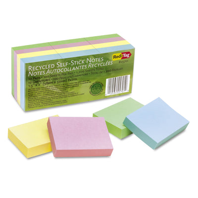 100% Recycled Self-Stick Notes, 1.5" x 2", Assorted Pastel Colors, 100 Sheets/Pad, 12 Pads/Pack Flipcost Flipcost
