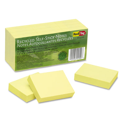 100% Recycled Self-Stick Notes, 1.5" x 2", Yellow, 100 Sheets/Pad, 12 Pads/Pack Flipcost Flipcost