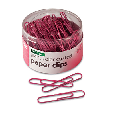 Officemate Pink Coated Paper Clips, Giant, PET-Coated, Pink, 80/Pack Flipcost Flipcost