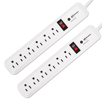 Surge Protector, 6 AC Outlets, 4 ft Cord, 540 J, White, 2/Pack Flipcost Flipcost