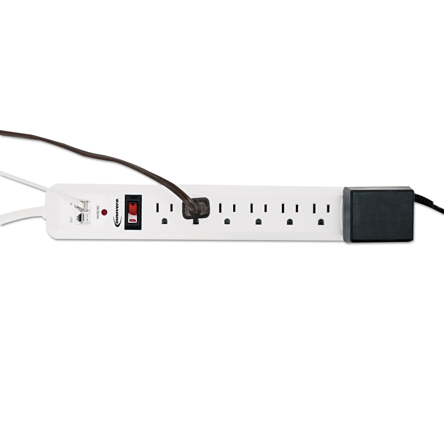 Innovera® Surge Protector, 7 AC Outlets, 4 ft Cord, 1,080 J, White