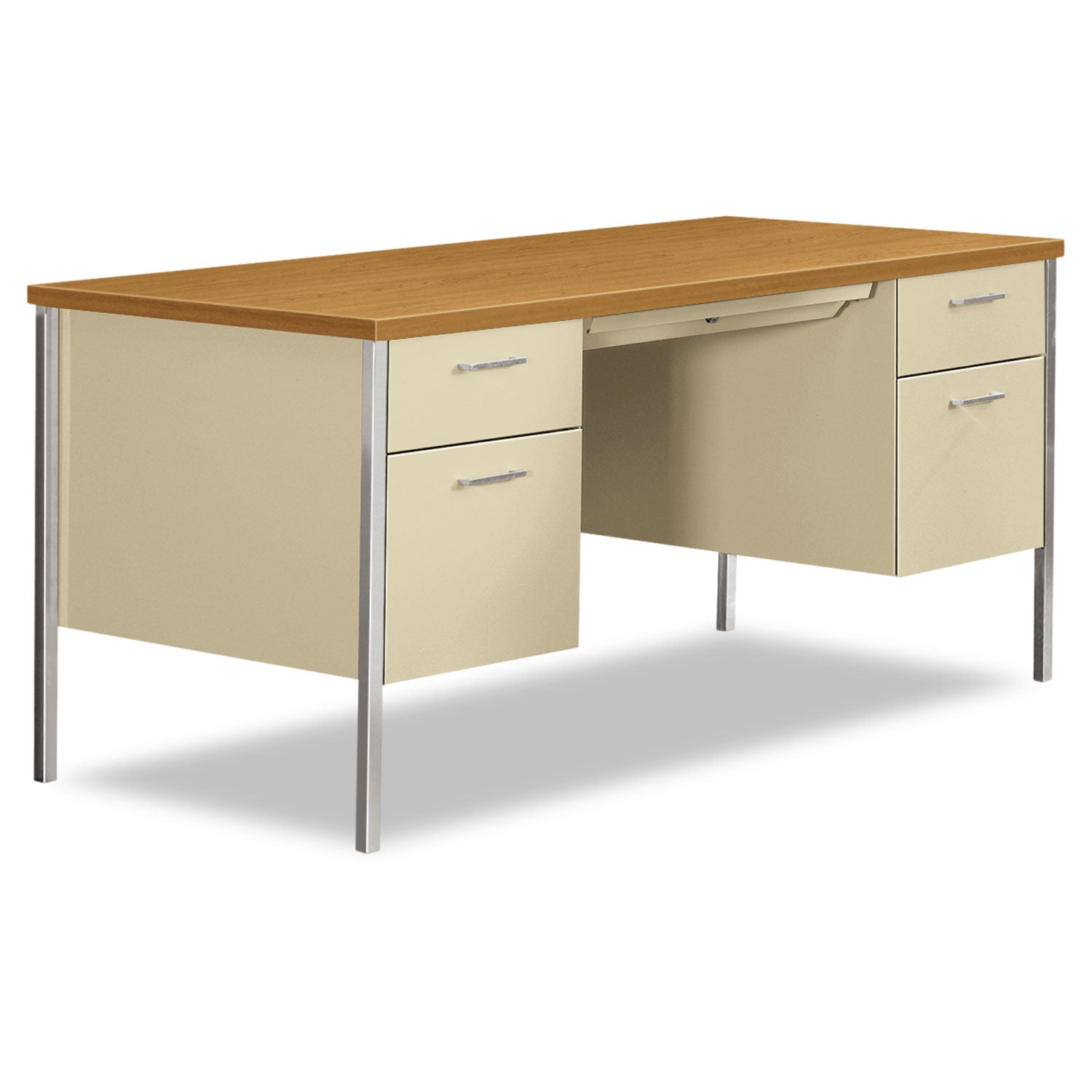 34000 Series Double Pedestal Desk, 60" x 30" x 29.5", Harvest/Putty