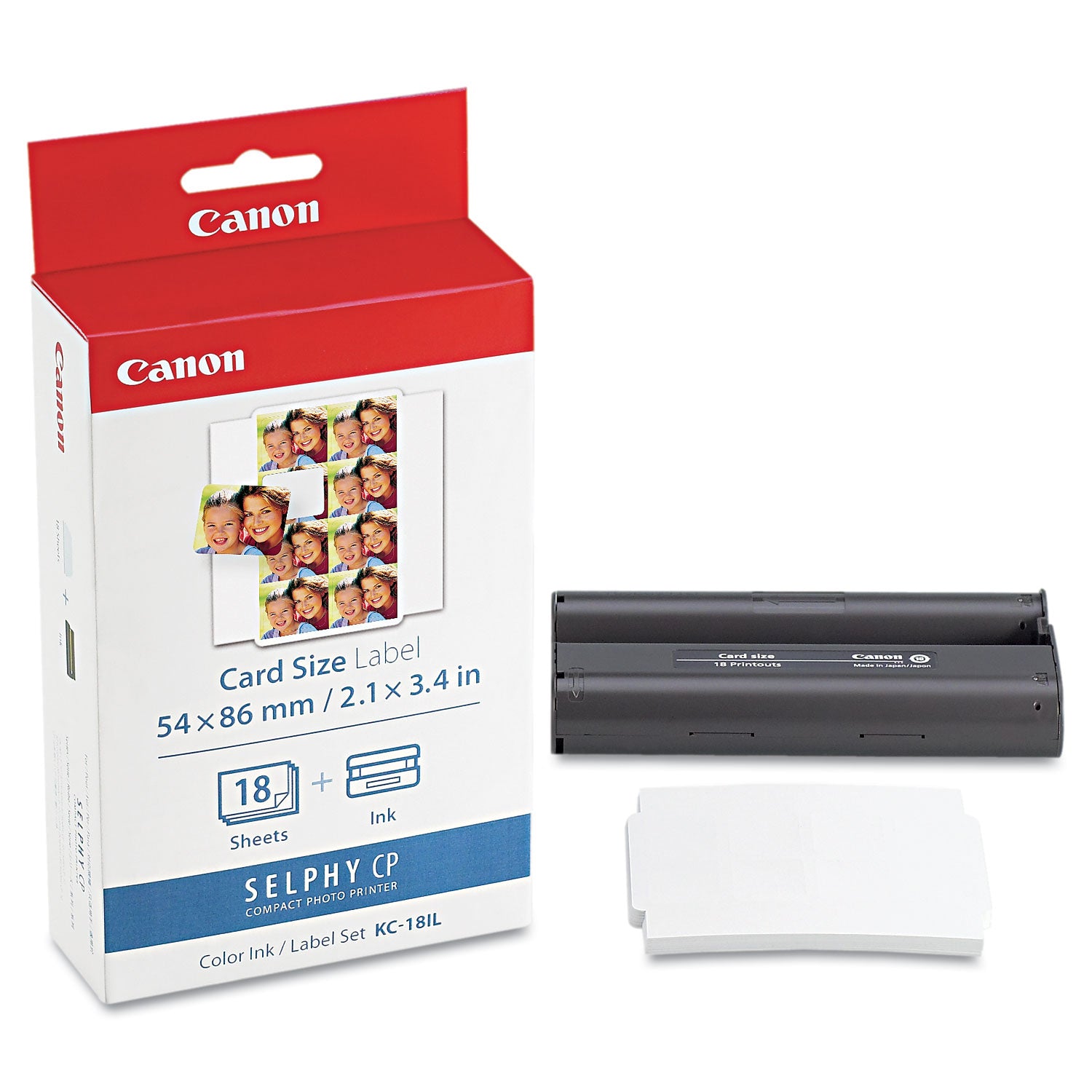 Canon® 7740A001 (KC-18IL) Ink/Label Combo, Black/Tri-Color