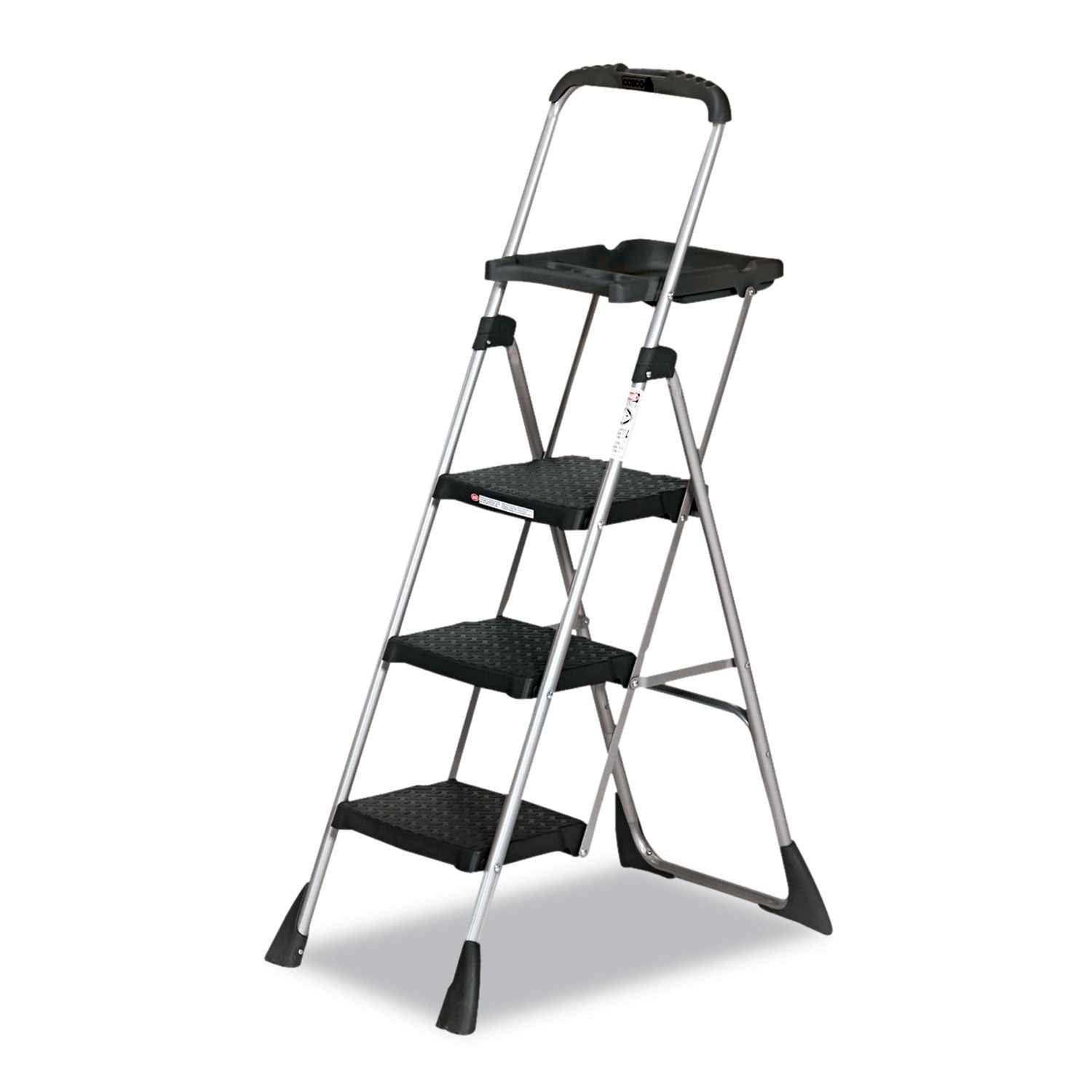 Max Work Platform, 55" Working Height, 225 lb Capacity, 3 Steps, Steel, Black