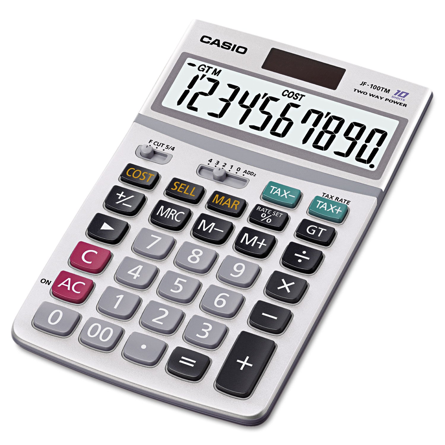 JF100MS Desktop Calculator, 10-Digit LCD